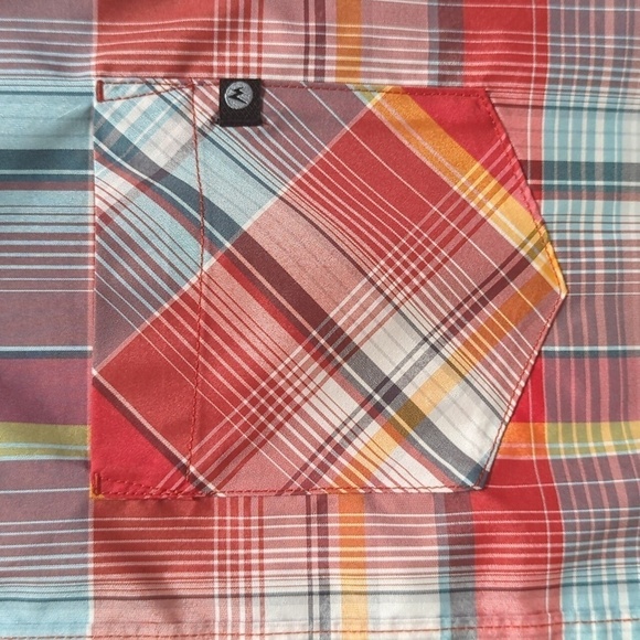 Marmot Men's Short Sleeve Button Down Red/Gold Tartan Plaid Casual Shirt Size M - Picture 2 of 8